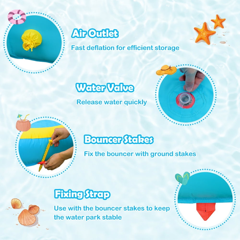 Aimee Lii Inflatable Water Park Bounce House with Double Slide and Climbing Wall, Bounce House Water Slide for Kids 5-8