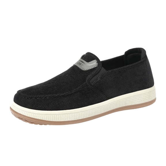 Domuza Mens Boat Shoes Slip On Walking Loafers Width Shoes Lightweight Comfort Non Slip Sneakers Fashion Business Work Black 7 (EU-39)