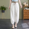 thumbnail image 2 of Sngxgn Women Pants Leggings Women's Casual Long Lounge Pants Drawstring(White,M), 2 of 6