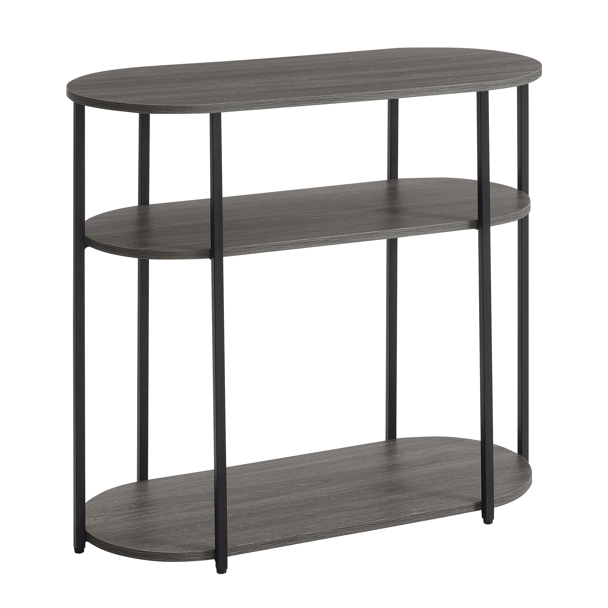 Convenience Concepts Designs2Go Simon 3 Tier Oval Entryway Hall Table, Weathered Gray/Black