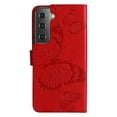 thumbnail image 3 of Nalacover For Samsung Galaxy S23 Case,Luxury 360 Protection Embossed Butterfly PU Leather and Soft TPU Flip Kickstand Magnetic Card Wallet Shockproof Protective Cover with Wrist Strap.Red, 3 of 9