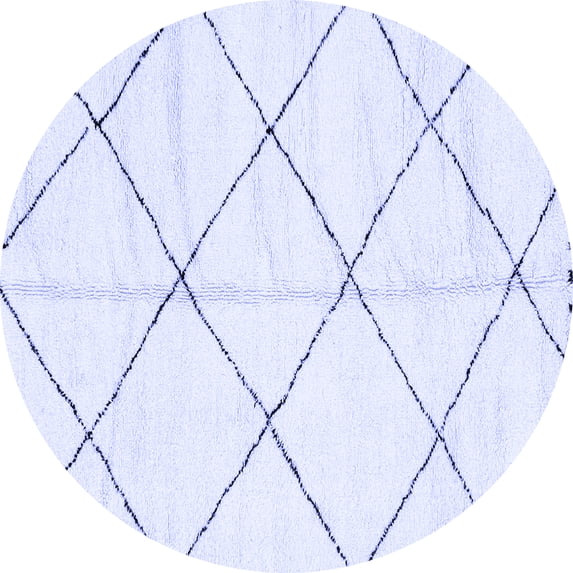 Ahgly Company Indoor Round Solid Blue Modern Area Rugs, 6' Round
