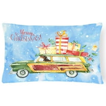 Carolines Treasures CK2443PW1216 Merry Christmas Dachshund Canvas Fabric Decorative Pillow 12H x16W multicolor