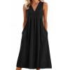 thumbnail image 6 of Gamivast Casual Dresses for Women Sleeveless V-Neck Midi Dress Empire Waist with Pockets Tank Dress Solid Color Flowy Summer Work Office Daily Playwear, 6 of 6