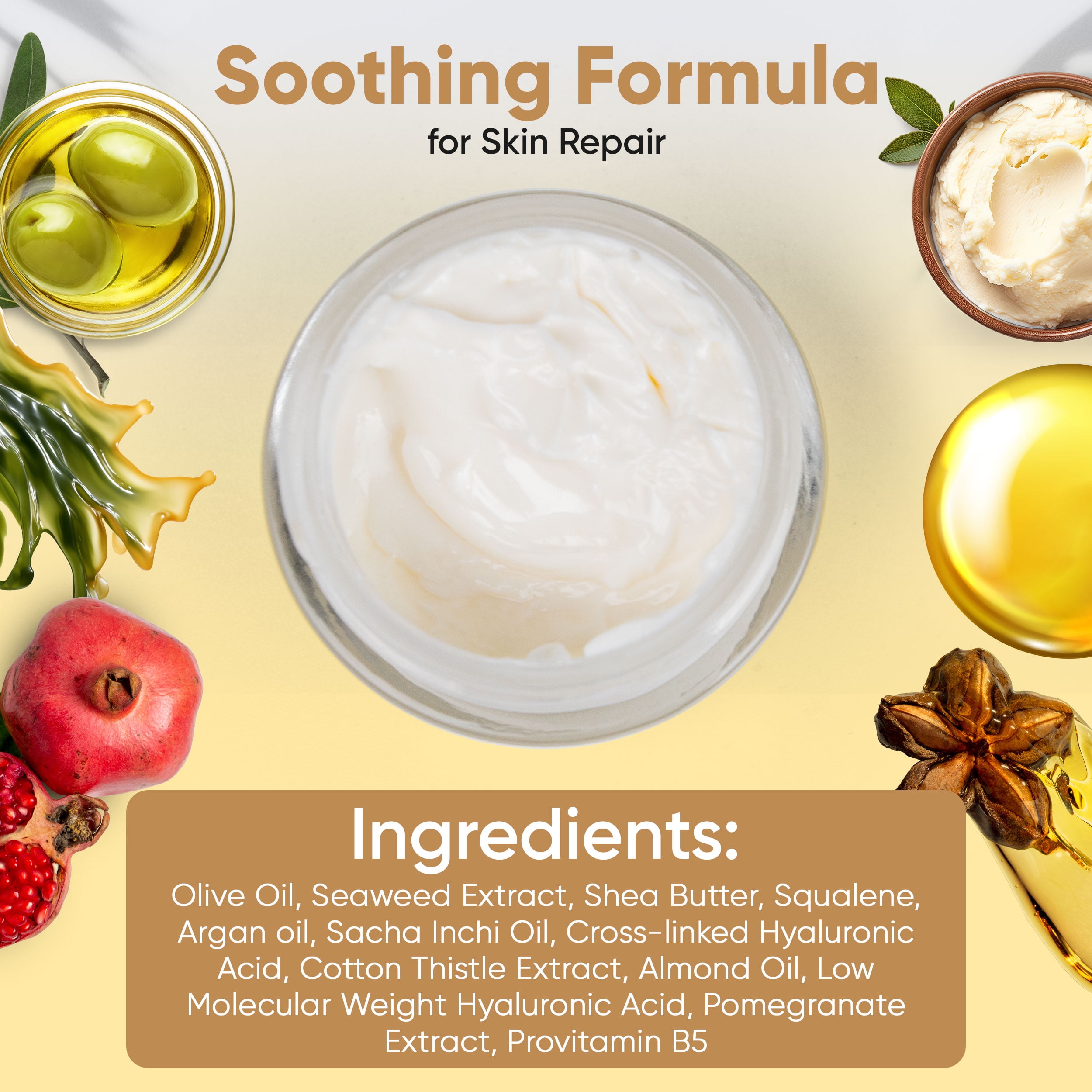 The Olive Temple Anti-Aging Night Facial Moisturizer Cream with Olive Oil, Pomegranate & Hyaluronic Acid, 1.7 fl oz