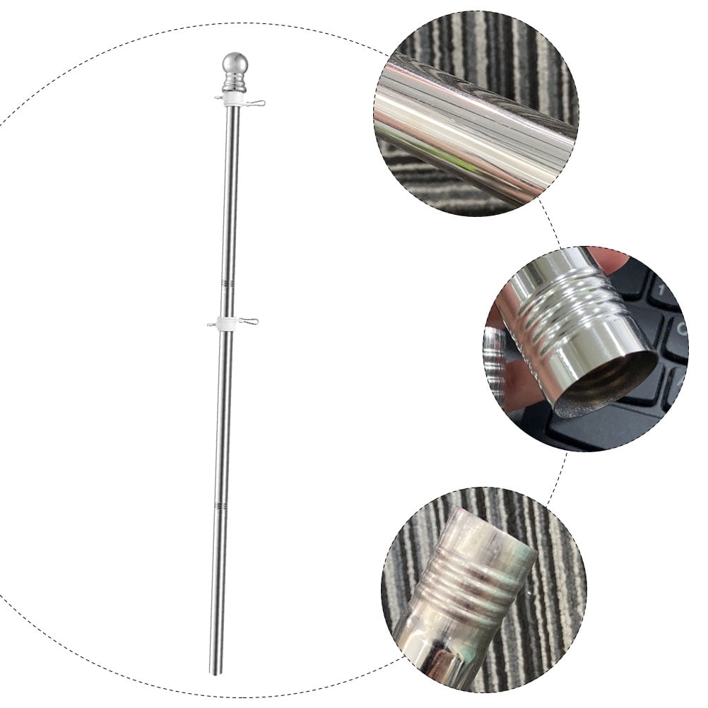 Worgeous 1.5M Stainless Steel Flag Pole Heavy Duty Garden Flag Rod Holder Silver 1 Piece