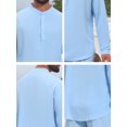thumbnail image 7 of DARING DIVA Men's 2-Piece Linen Long Sleeve Beach Sets Shirt and Pants S Light Blue, 7 of 7