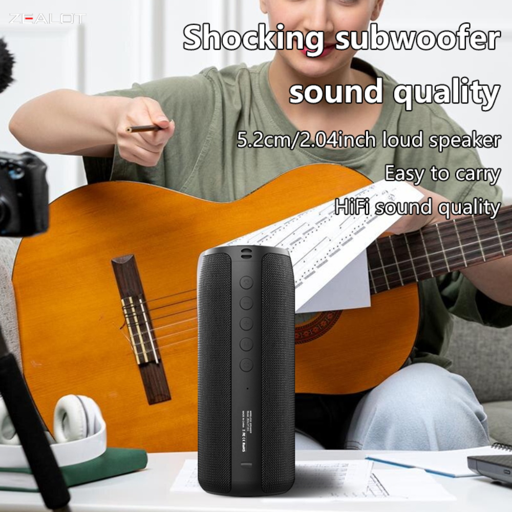 ZEALOT S51, Portable Waterproof Bluetooth Speaker, Deep Bass, for Camping, Beach, Party