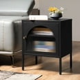 Surmoby Modern Nightstands Set of 2,Bedside Table with Fluted Glass