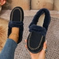 thumbnail image 6 of Dakaela Womens Winter Snow Boots Fleece Lined Slip on Loafers Moccasins Plush Short Booties Outdoor Casual Shoes Navy 6, 6 of 8