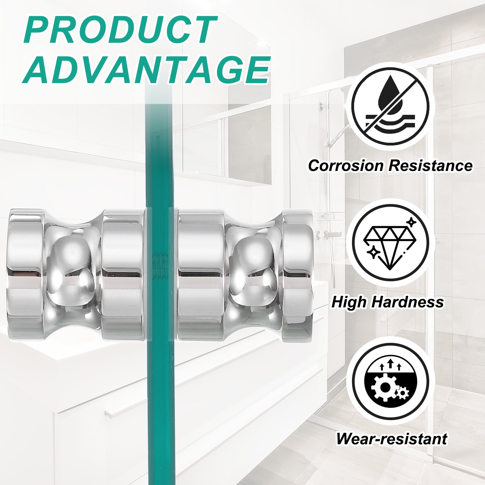 Uxcell Glass Shower Door Handle, Stainless Steel Back-to-Back Shower Door Knob for Bathroom and Sliding Doors Silver