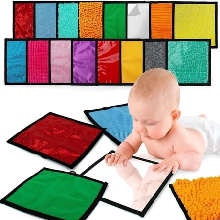 PatungKu 1 Set Baby Sensory Development Mat Various Textures Machine Washable Foldable For Tactile Learning Color Recognition