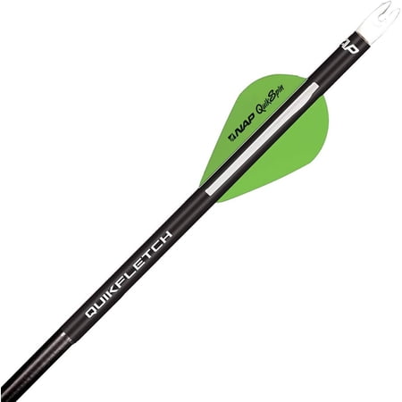 NEW ARCHERY PRODUCTS Quikfletch Quikspin 2 3-Vane Stabilizing Fletching for Increased Accuracy of Compound Bow Arrows & Crossbow Bolts - 6 Pack BLACK Tube Green/White Vanes One Size