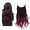 Black to Burgundy, variant on DUANJY 18 Inch Invisible Wire Halo Hair Extensions-Medium-Long to Long Wavy Synthetic Hairpiece, Adjustable Size No Clips, Transparent Wire Headband for Women, Black
