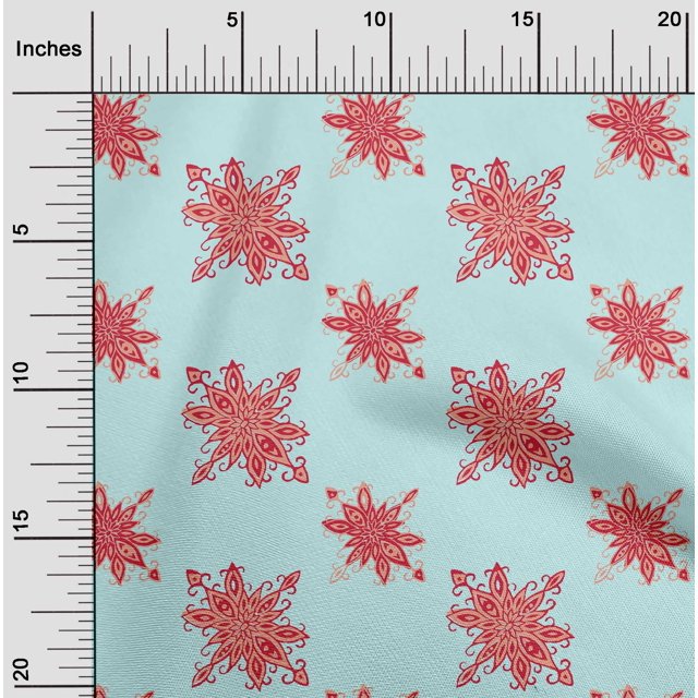 oneOone Cotton Poplin Fabric Floral Block Print Fabric By The Yard 56 Inch Wide