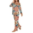 thumbnail image 5 of DISNIMO Mandala Flower Print Womens 2 Piece Pajama Sets Soft Button Up Sleepwear with Matching Long Pants Loose Fits Nightwear with Pockets Long Sleeve Sleepwear Button Down Comfywear Loungewear, 4XL, 5 of 7
