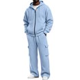 thumbnail image 2 of Ceisia Men's 2 Piece Tracksuit Full Zip Hooded Jacket And Elastic Waist Cargo Pocket Jogger Pants Casual Sweatsuit Set Gift, 2 of 9