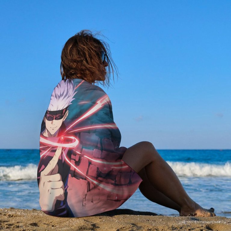 Gojo Satoru Jujutsu Kaisen Beach Towel Microfiber Soft
