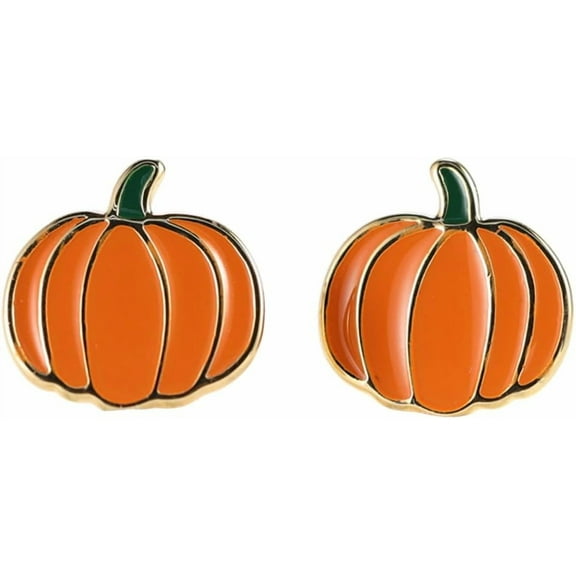 Enamel Pumpkin Stud Earrings for Women Gold-Toned Cute Cartoon Vegetables Fall Holiday Studs Earring Small Halloween Holiday Birthday Jewelry for Sister Daughter