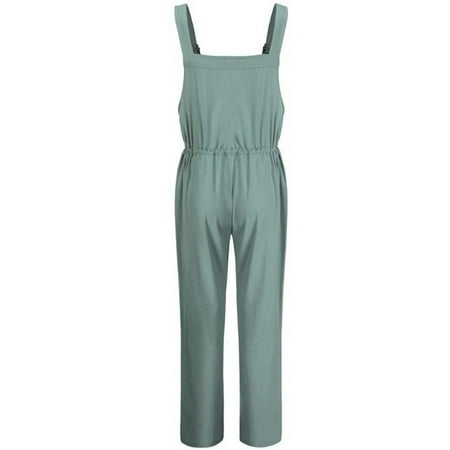 

Aayomet Women S Jumpsuits Womens Cotton Fashion Solid Color Overalls Casual Jumpsuits Romper Green M