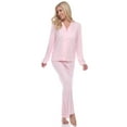 thumbnail image 1 of White Mark Women's Polka Dots Long Sleeve Button-Down Pajama Set, 1 of 5