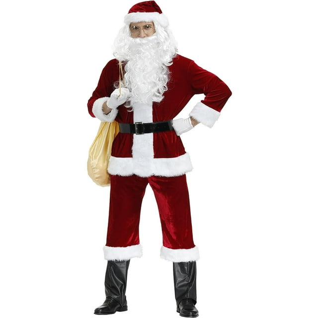 Disfraz de Papá Noel para hombre, conjunto de ropa navideña estampada, traje de manga larga Pompotops oipoqjl8934
