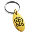 thumbnail image 1 of Stainless Steel Aztec Power of Love Rune Engraved Small Oval Charm Keychain Keyring, 1 of 1