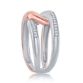 thumbnail image 2 of Daily Delight TheJewelryHut Designer Sterling Silver Two-Tone Rose Gold Plated Interlocking CZ Ring, 2 of 2