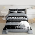 thumbnail image 2 of Feelyou Rugby Sport Player Full Size Comforter Sets for Teens, Grey Black Cartoon Bedding Comforter Set, Football Soccer Theme Reversible Bedding Sets, Lightweight Room Decor, 3 Pieces, 2 of 8