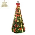 thumbnail image 3 of 6FT/7FT/7.5FT Pop-Up Christmas Tree with Ornaments & UL Lights – Pre-Decorated Collapsible Tree in Red, Green or Silver – Easy Setup 2-Part Design with Plastic Stand & Warm White LEDs, 3 of 9