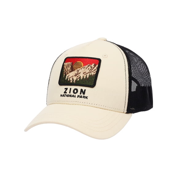 Zion National Park Boys' Embroidered Patch Canvas Trucker Hat, One Size Fits Most