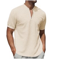 USNSM Mens Henley Shirts Short Sleeve Casual T-Shirt Summer Solid Color Lightweight Collarless Work Outdoor Golf Shirts Yellow S