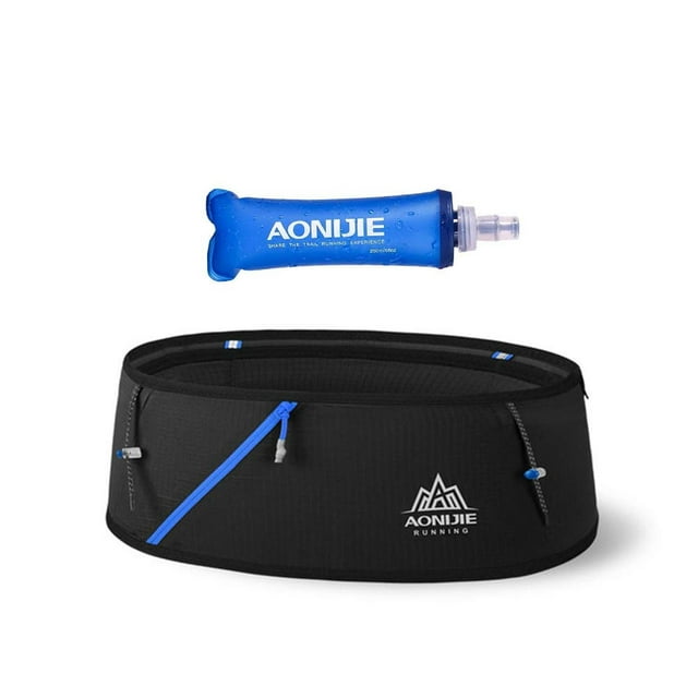 Cinturón de Correr Aonijie Negro con Botella de Agua y Bolsillos para Maratón L-XL