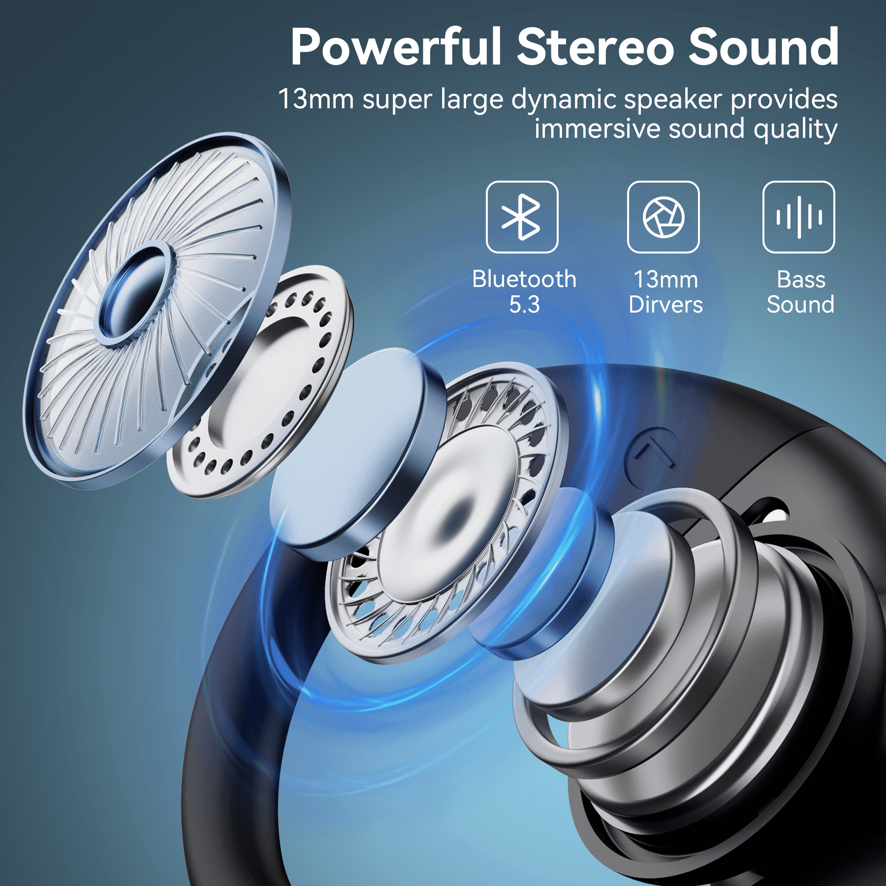 VEATOOL Bluetooth Headphones Wireless Earbuds 80Hrs Playback Sport Ear Buds with Earhook Digital Display Charging Case IPX6 Waterproof Deep Bass Running Earphones for iOS Android Cellphone