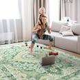 thumbnail image 3 of Ultrug Vintage Floral Print Rugs Soft Boho Carpet Retro Distressed Area Rug for Living Room Bedroom Home Decor,5'x7',Green, 3 of 7