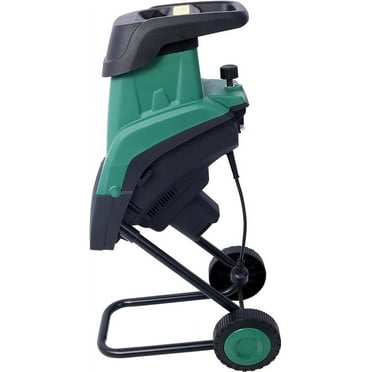 15Amp Electric Wood Chipper/Shredder with Wheels Electric Garden Shredder Portable Chipping Width Collection Bag, Double Sided Blade System, Auto Shut-Off Green