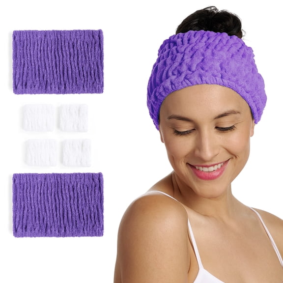 Turbie Twist 2 Headbands & 4 Wristbands Set – Cotton, Extra-Wide, All Hair Types, Passion Flower
