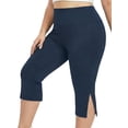 thumbnail image 2 of FlorCurve Plus Size Capri Leggings for WomenTummy Control Yoga Pants Stretch Workout Leggings, Navy Blue 2XL, 2 of 7