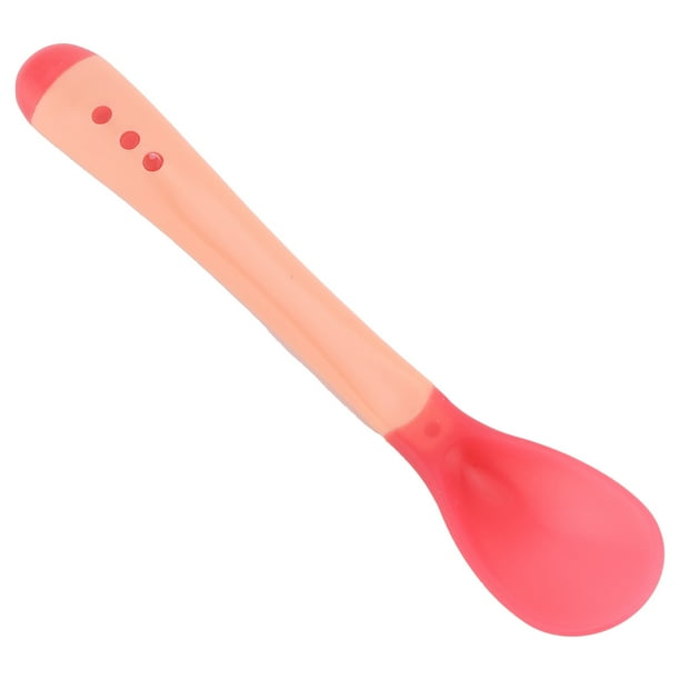 Conjunto de utensilios para niños pequeños, cuchara de atrenamiento para niños de detectación de temperatura Suave flexible para la vajilla para bebés para hogar
