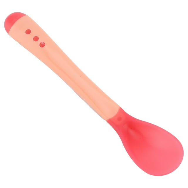 Conjunto de utensilios para niños pequeños, cuchara de atrenamiento para niños de detectación de temperatura Suave flexible para la vajilla para bebés para hogar