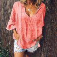 thumbnail image 2 of Moda mujer verano casual 1/2 manga cuello redondo blusa sólida camiseta Wmkox8yi  bvn1554, 2 of 8