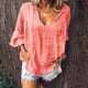 thumbnail image 2 of Blusa sólida Wmkox8yi moda mujer verano casual 1/2 manga cuello redondo, 2 of 8