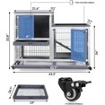 LAZY BUDDY Rabbit Hutch, Bunny Cage with Casters & Ramp, Indoor Outdoor