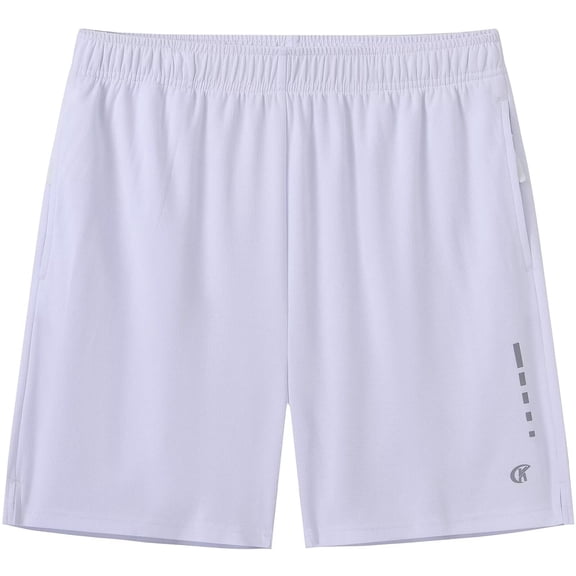 Taigaofy Men's Athletic Workout Shorts with Zipper Pockets Gym Quick Dry Mesh Tennis Shorts White M