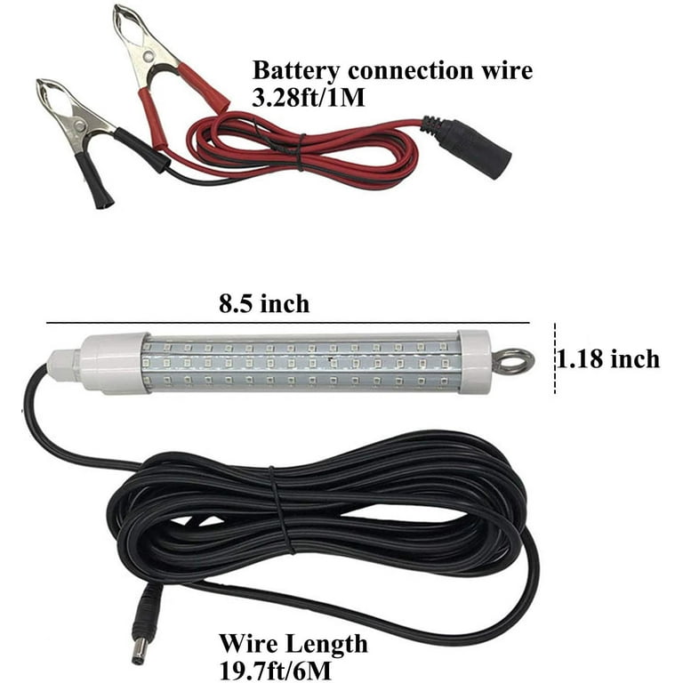 Ankey 12V 100W 6000 Lumen IP68 Led Fish Bait Crappie Luring Light  Submersible Fishing Light Attractants Underwater Night Fishing Lure Bait  Finder with Super Long 24.6 Ft Power Cord