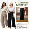 thumbnail image 2 of Pants for Senior Women - Soft Flowy High-Waist Pull-On Wide-Leg Flared Pants Stretch Drape Pant Over 50, 2 of 7