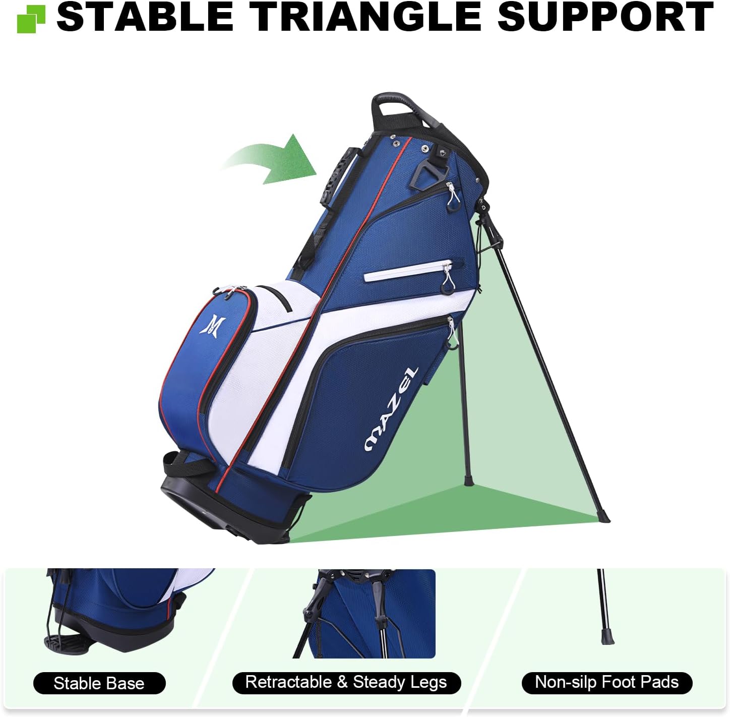 MAZEL 6-Way Golf Stand Bag for Men and Women, Lightweight Golf Bag with Stand,Dual Strap,Dust Cover