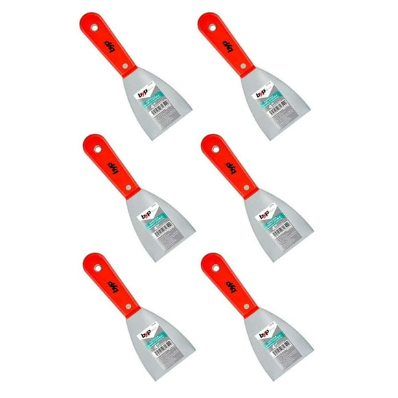 6pz Espatula Acero Flexible Mango Plastico 4'' Byp rojo 10x2.3x20.5