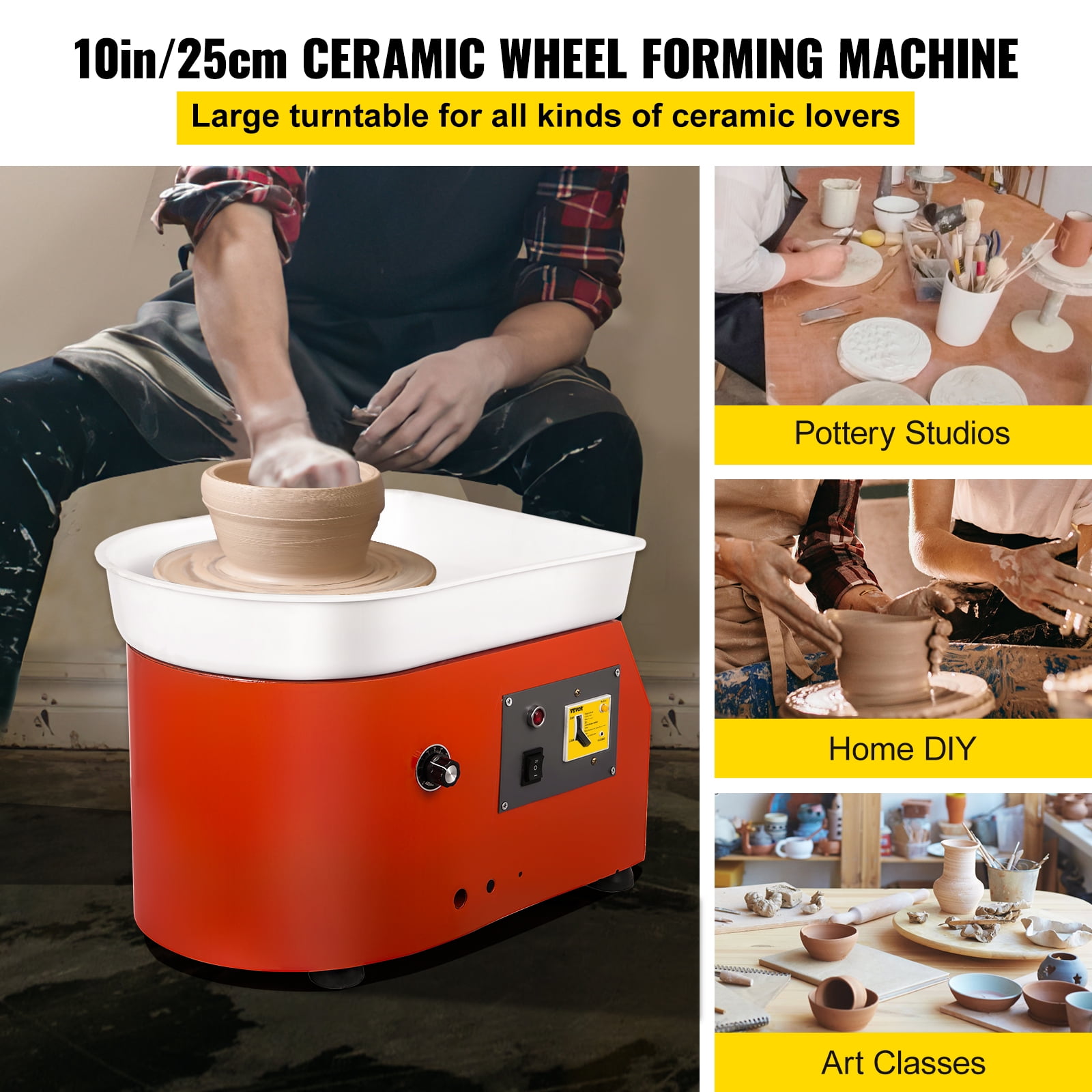 VEVOR Pottery Wheel 28cm Pottery Forming Machine 350W Electric Pottery  Wheel with Adjustable Feet Lever Pedal DIY Clay Tool with Tray for Ceramic  Work Clay Art …