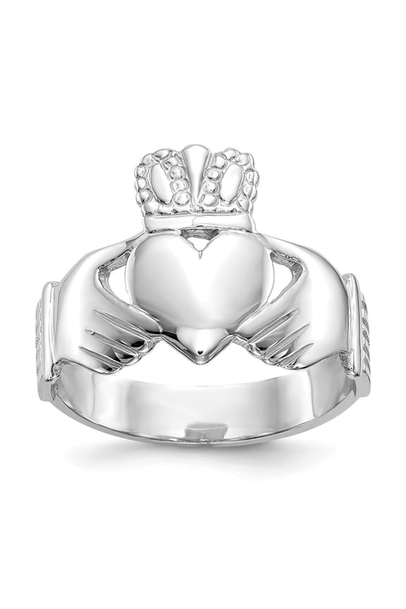 Real 14kt White Gold Men's Claddagh Ring Size: 9; for Adults and Teens; for Women and Men